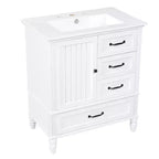30 Small Bathroom Vanity Sink Combo with Storage , Wood Bathroom Floor Cabinet with Drawers and Door