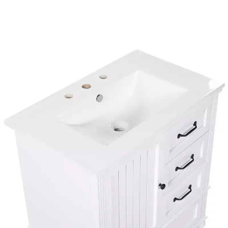 30 Small Bathroom Vanity Sink Combo with Storage , Wood Bathroom Floor Cabinet with Drawers and Door