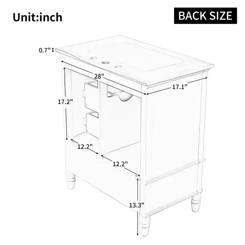 30 Small Bathroom Vanity Sink Combo with Storage , Wood Bathroom Floor Cabinet with Drawers and Door