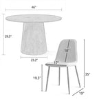 Ensemble de table à manger ronde 5 pièces en chêne, table piédestal 46 avec 4 chaises de salle à manger rembourrées, meubles de salle à manger modernes-Panipeachy