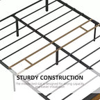 Rustic Farmhouse Metal Platform Bed Frame Full Size C Wooden Headboard & Footboard C Underbed Storage C Heavy Duty Wood Slats C Noise-Free