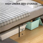 Rustic Farmhouse Metal Platform Bed Frame Full Size C Wooden Headboard & Footboard C Underbed Storage C Heavy Duty Wood Slats C Noise-Free