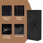 Meuble de rangement de salle de bain avec 2 paniers à linge, armoire haute anti-basculement à double porte basculante avec 2 portes et 1 tiroir pour linge sale caché