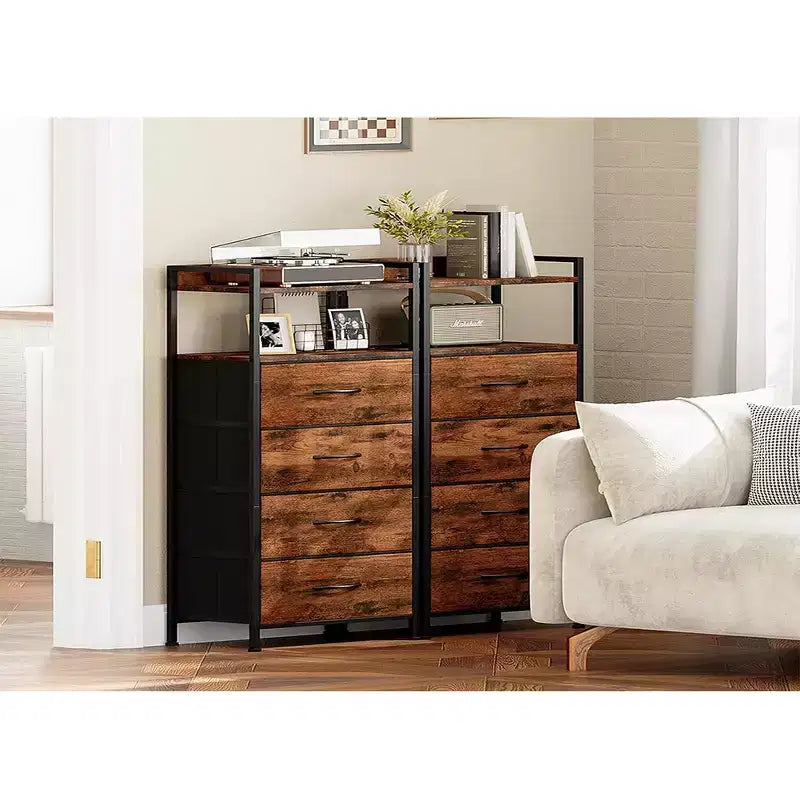 Drawer Cabinet with 4 Drawers, Equipped with a Wooden Tabletop and Dressing Table, Suitable for Bedrooms and Kitchens, 41x29x83.5 cm