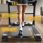 Tapis de course pour la maison, tapis roulant 5,1 CV avec inclinaison de 20 %, tapis de course avec capacité de poids de 180 kg, tapis roulant 19 km/h avec 64 programmes prédéfinis, maison, bureau et salle de sport