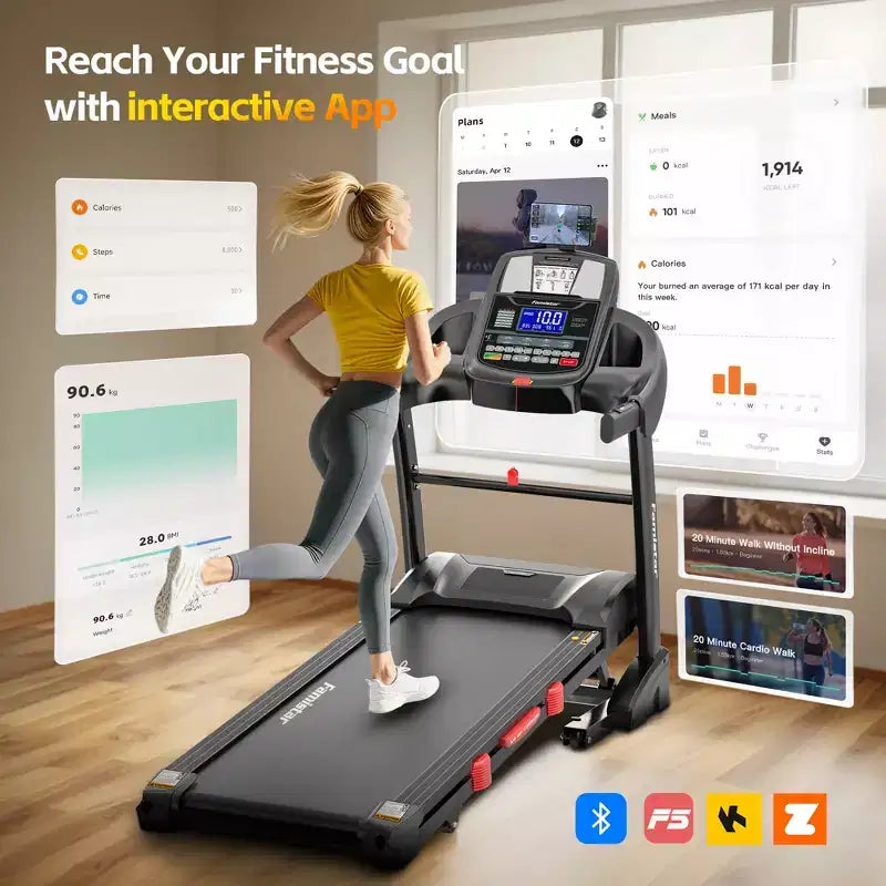 Tapis de course pour la maison, tapis roulant 5,1 CV avec inclinaison de 20 %, tapis de course avec capacité de poids de 180 kg, tapis roulant 19 km/h avec 64 programmes prédéfinis, maison, bureau et salle de sport