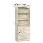 Besiost 71-In Tall Bookshelf with Wood Drawers, Étagère de Rangement avec Tiroirs en Bois