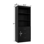 Besiost 71-In Tall Bookshelf with Wood Drawers, Étagère de Rangement avec Tiroirs en Bois