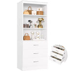 Besiost 71-In Tall Bookshelf with Wood Drawers, Étagère de Rangement avec Tiroirs en Bois