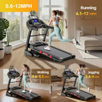Folding Treadmill with 400lbs Capacity, Treadmill for Home with 20% Incline, Portable Treadmill with APP Control, 64+3+3+1Programs,Space-Saving Design