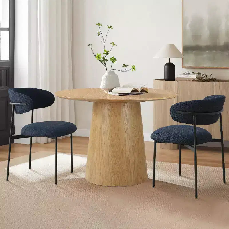Upholstered Dining Chairs Set of 2, Modern Kitchen Side Chairs with Open Back, Soft Fabric Seat & Black Metal Legs - Panipeachy