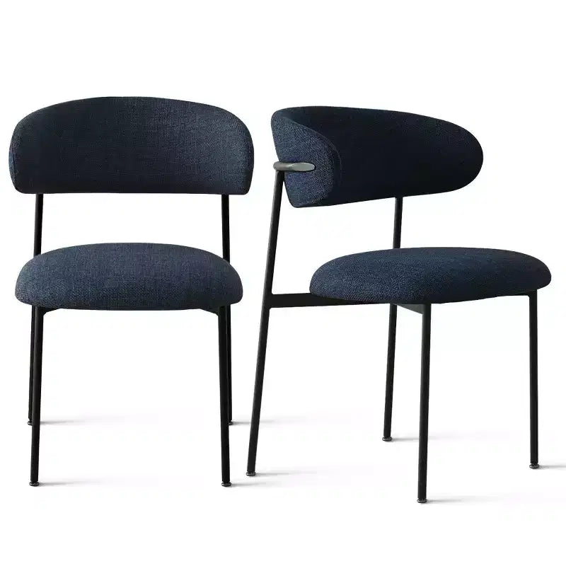 Upholstered Dining Chairs Set of 2, Modern Kitchen Side Chairs with Open Back, Soft Fabric Seat & Black Metal Legs - Panipeachy