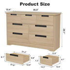 Commode double 7 tiroirs moderne avec poignées encastrées pour chambre à coucher ou chambre de bébé