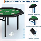 Table de poker pliable de 48 pouces pour 8 joueurs, table de jeu pliable portable avec accoudoirs rembourrés, porte-gobelets en acier inoxydable, pieds métalliques pliables