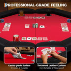 Table de poker pliable de 48 pouces pour 8 joueurs, table de jeu pliable portable avec accoudoirs rembourrés, porte-gobelets en acier inoxydable, pieds métalliques pliables