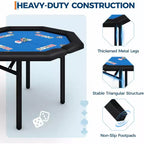 Table de poker pliable de 48 pouces pour 8 joueurs, table de jeu pliable portable avec accoudoirs rembourrés, porte-gobelets en acier inoxydable, pieds métalliques pliables