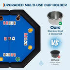 Table de poker pliable de 48 pouces pour 8 joueurs, table de jeu pliable portable avec accoudoirs rembourrés, porte-gobelets en acier inoxydable, pieds métalliques pliables