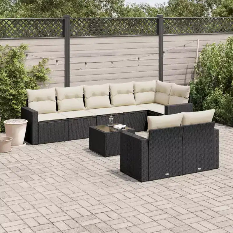 vidaXL Salon de jardin noir résine tressée Grands accoudoirs réglables