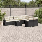 vidaXL Garden Sofa Set Black PE rattan Large UV-resistant materials