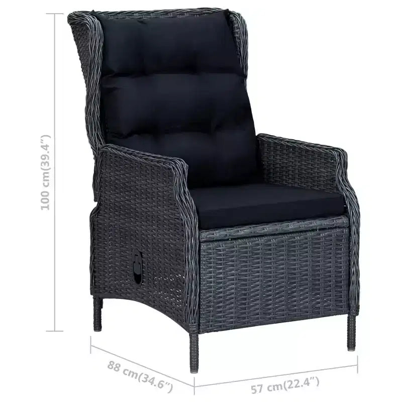 vidaXL 9 Piece Patio Dining Set Dark Gray