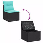 vidaXL Salon de jardin 7 pcs – Noir et turquoise