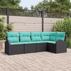 vidaXL Salon de jardin 5 pcs Noir et turquoise Résine tressée - Noir et turquoise sans table
