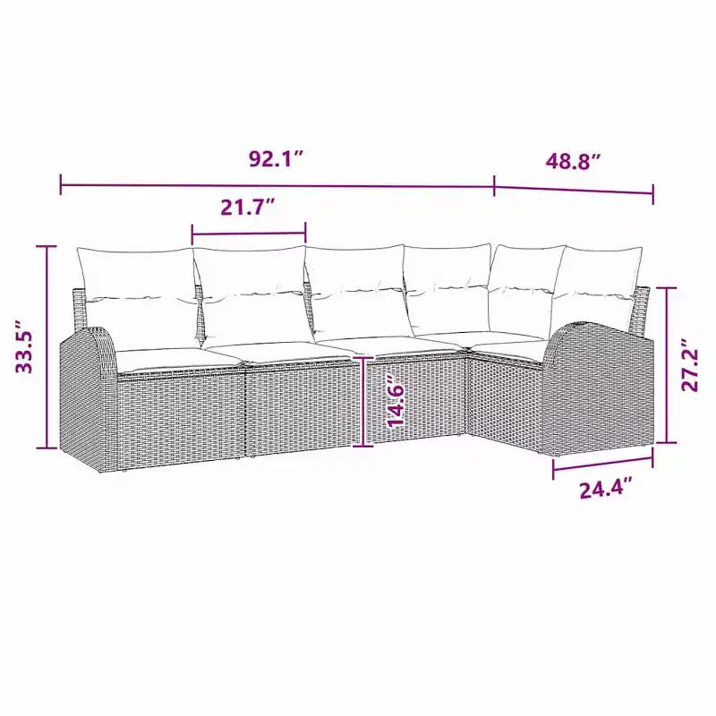 vidaXL Salon de jardin 5 pcs Noir et turquoise Résine tressée - Noir et turquoise sans table