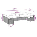 vidaXL Garden Sofa Set 10 pcs Black and turquoise Poly rattan - Black and turquoise without table
