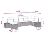 vidaXL Garden Sofa Set 7 pcs Black and turquoise 319 x 154 x 85 cm - Black and turquoise without table