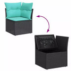 vidaXL Garden Sofa Set 7 pcs Black and Turquoise Poly rattan