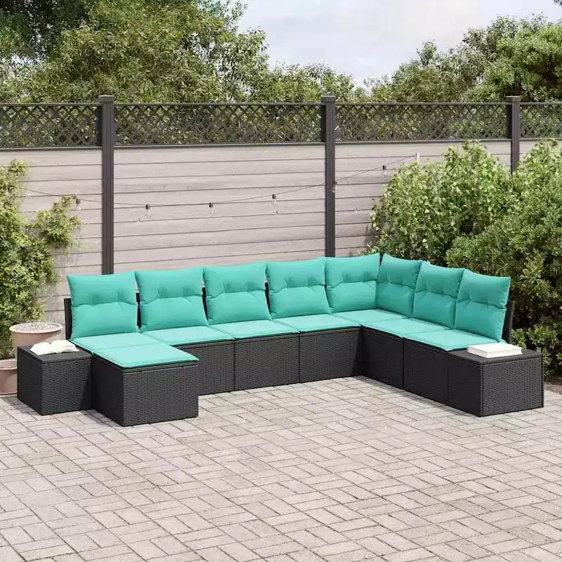 vidaXL Garden Sofa Set 8 pcs Black and turquoise 319 x 209 x 85 cm - Black and turquoise without table
