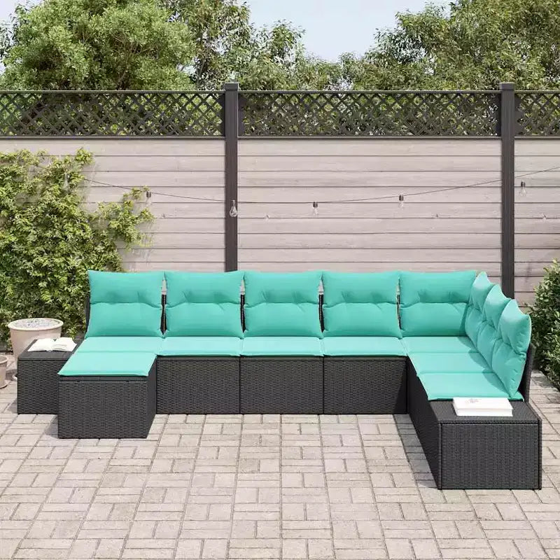 vidaXL Garden Sofa Set 8 pcs Black and turquoise 319 x 209 x 85 cm - Black and turquoise without table
