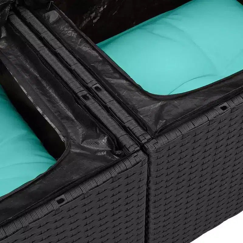 vidaXL Garden Sofa Set 8 pcs Black and turquoise 319 x 209 x 85 cm - Black and turquoise without table