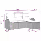vidaXL Garden Sofa Set with Cushion 4 pcs Black Poly rattan - Black Blue