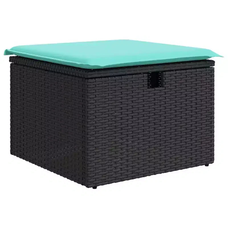 vidaXL Garden Sofa Set with Cushion 4 pcs Black Poly rattan - Black Blue