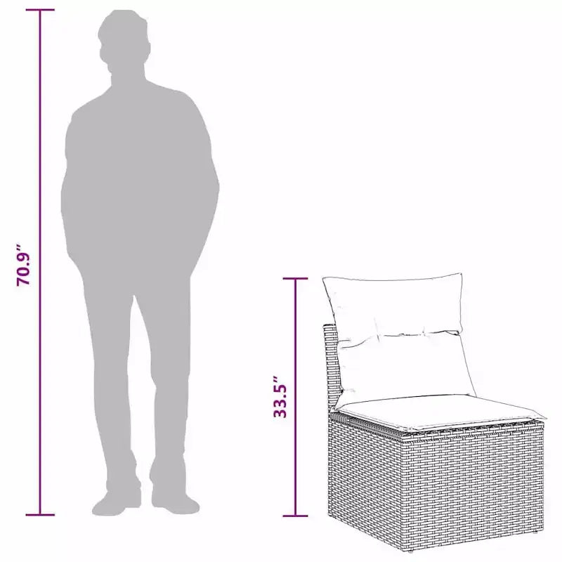 vidaXL Salon de jardin avec coussins 8 pcs Résine tressée noir - Noir sans table Bleu