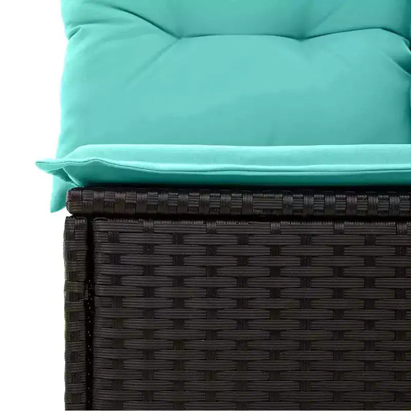 vidaXL Garden Sofa Set with Cushion 4 pcs Black and Turquoise