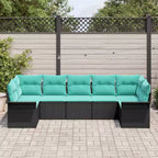 vidaXL Garden Sofa Set with Cushion 7 pcs Black Poly rattan