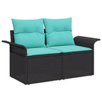 vidaXL Garden Sofa Set with Cushion 7 pcs Black Poly rattan