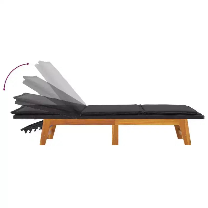 vidaXL Sun Lounger Black and brown PE rattan 78.7 x 21.3 x 34.3 in