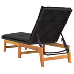 vidaXL Sun Lounger Black and brown PE rattan 78.7 x 21.3 x 34.3 in