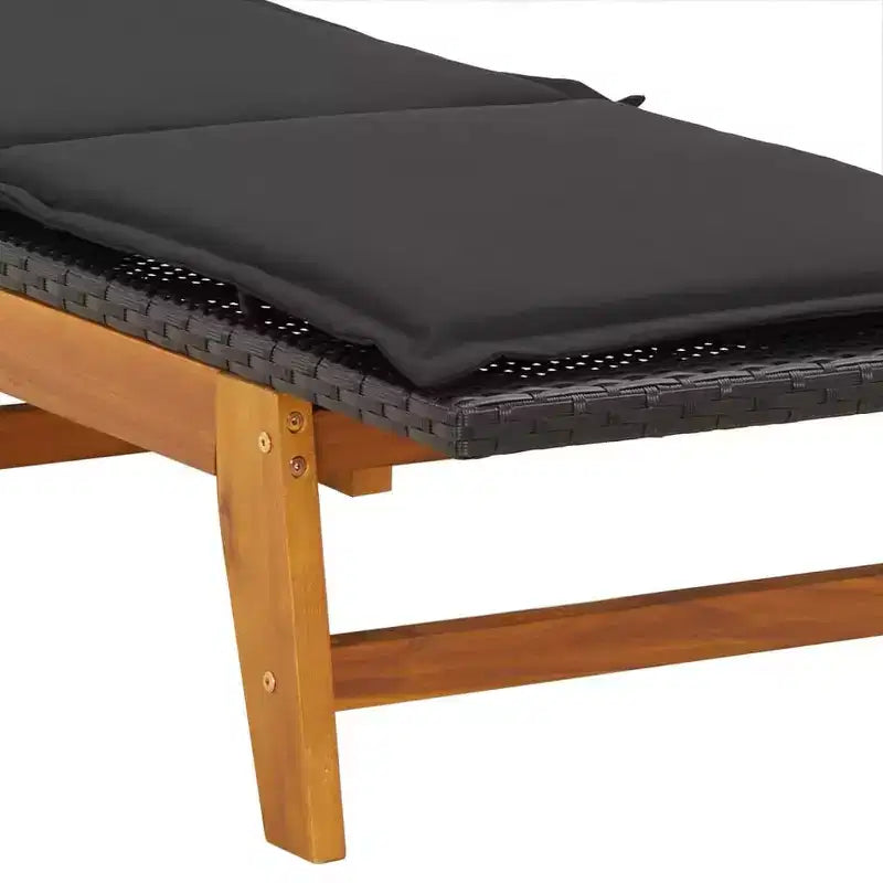 vidaXL Sun Lounger Black and brown PE rattan 78.7 x 21.3 x 34.3 in