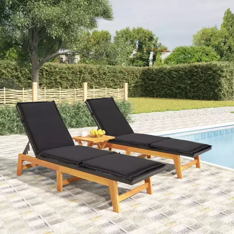 vidaXL Bain de soleil Noir et marron résine tressée 200 cm de long