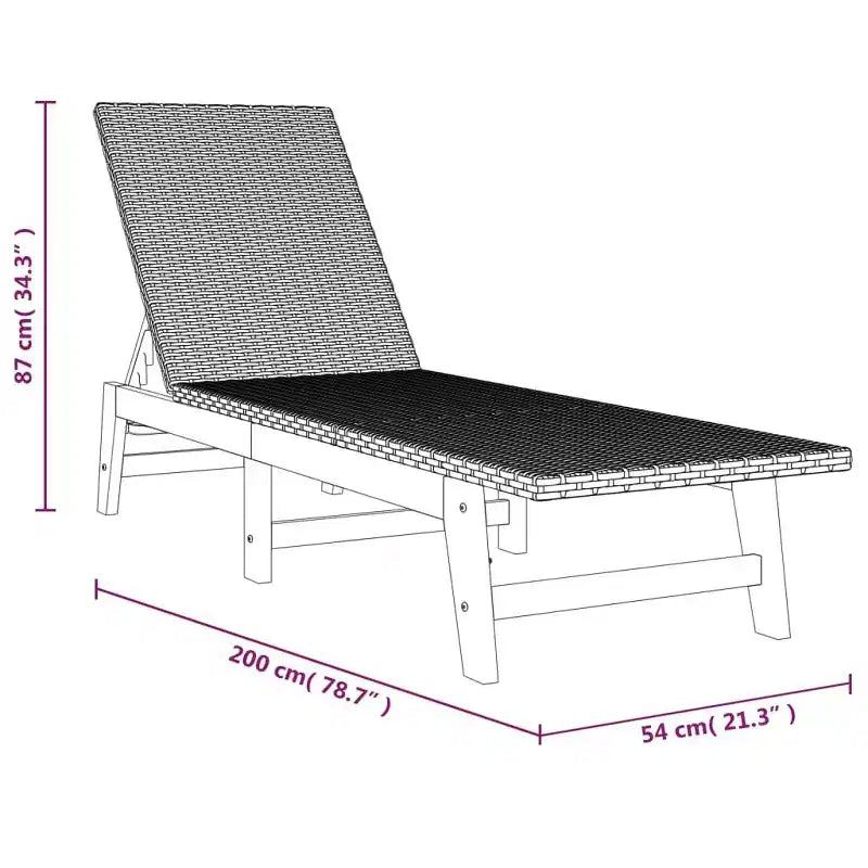 vidaXL Bain de soleil Noir et marron résine tressée 200 cm de long