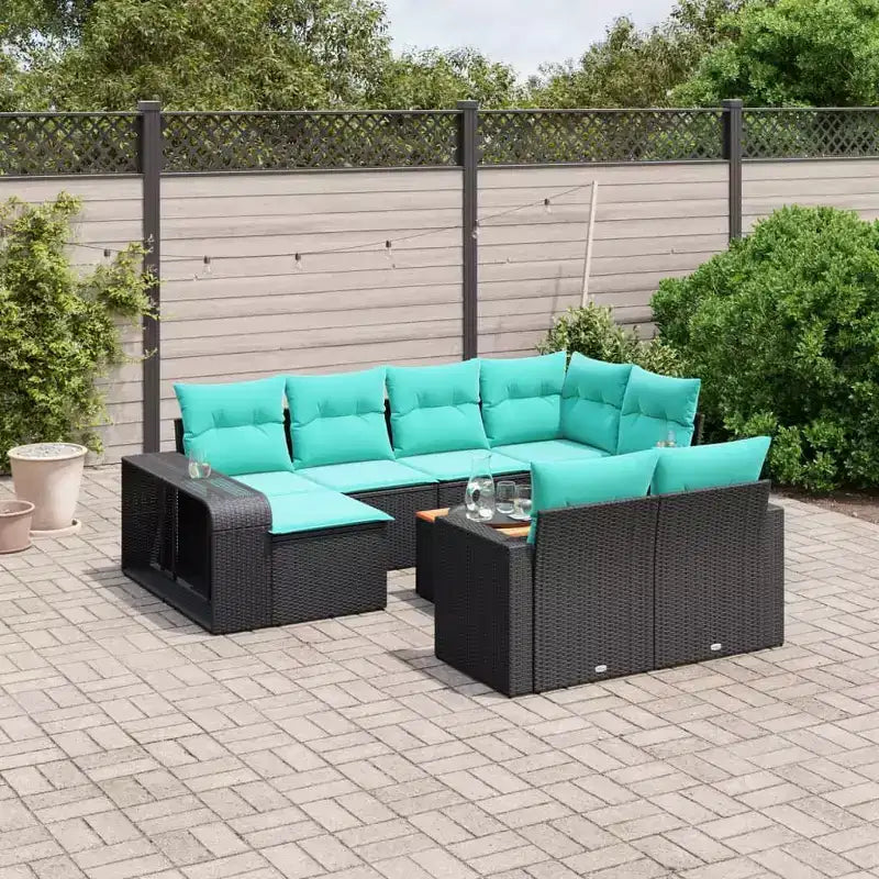 vidaXL Salon de jardin 11 pièces avec coussins en résine tressée noir