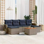 vidaXL 7 Piece Garden Sofa Set with Cushions Black Poly Rattan
