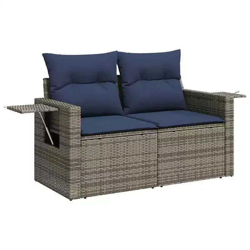 vidaXL 7 Piece Garden Sofa Set with Cushions Black Poly Rattan