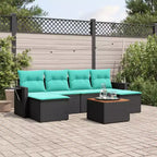 vidaXL 7 Piece Garden Sofa Set with Cushions Black Poly Rattan