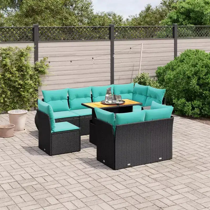 vidaXL Patio Sofa Set with Cushions Poly Rattan