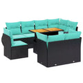 vidaXL Patio Sofa Set with Cushions Poly Rattan